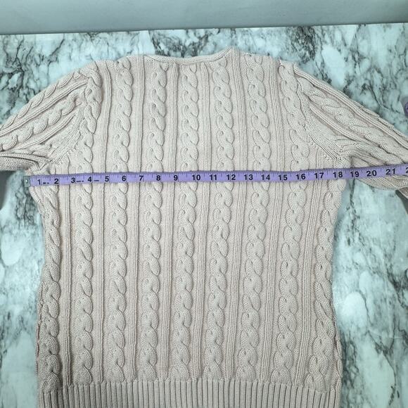 VTG Lauren Ralph Lauren Pink 100% Cotton Cable Knit Sweater Large Hong Kong - Picture 6 of 7